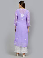 Load image into Gallery viewer, Seva Chikan Hand Embroidered Georgette Chikankari Kurta With Matching Slip