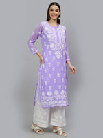 Load image into Gallery viewer, Seva Chikan Hand Embroidered Georgette Chikankari Kurta With Matching Slip