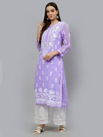 Load image into Gallery viewer, Seva Chikan Hand Embroidered Georgette Chikankari Kurta With Matching Slip