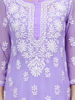 Load image into Gallery viewer, Seva Chikan Hand Embroidered Georgette Chikankari Kurta With Matching Slip