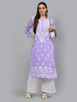 Load image into Gallery viewer, Seva Chikan Hand Embroidered Georgette Chikankari Kurta With Matching Slip