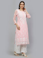 Load image into Gallery viewer, Seva Chikan Hand Embroidered Georgette Chikankari Kurta With Matching Slip