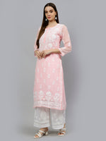 Load image into Gallery viewer, Seva Chikan Hand Embroidered Georgette Chikankari Kurta With Matching Slip