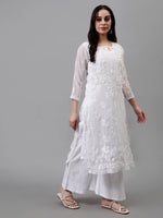 Load image into Gallery viewer, Seva Chikan Hand Embroidered Georgette Chikankari Kurta With Matching Slip