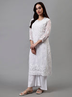 Load image into Gallery viewer, Seva Chikan Hand Embroidered Georgette Chikankari Kurta With Matching Slip
