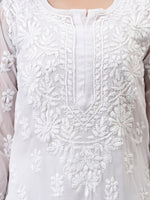Load image into Gallery viewer, Seva Chikan Hand Embroidered Georgette Chikankari Kurta With Matching Slip