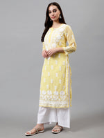 Load image into Gallery viewer, Seva Chikan Hand Embroidered Georgette Chikankari Kurta With Matching Slip