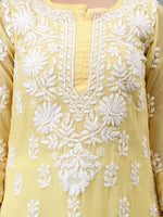 Load image into Gallery viewer, Seva Chikan Hand Embroidered Georgette Chikankari Kurta With Matching Slip