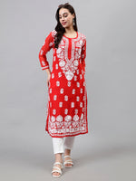 Load image into Gallery viewer, Seva Chikan Hand Embroidered Georgette Chikankari Kurta With Matching Slip