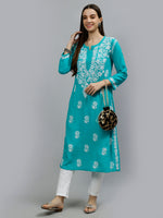 Load image into Gallery viewer, Seva Chikan Hand Embroidered Rayon Lucknowi Chikankari Kurta