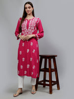 Load image into Gallery viewer, Seva Chikan Hand Embroidered Rayon Lucknowi Chikankari Kurta