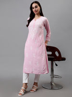 Load image into Gallery viewer, Seva Chikan Hand Embroidered Rayon Lucknowi Chikankari Kurta