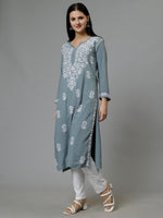 Load image into Gallery viewer, Seva Chikan Hand Embroidered Rayon Lucknowi Chikankari Kurta