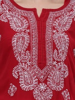 Load image into Gallery viewer, Seva Chikan Hand Embroidered Maroon Georgette Lucknowi Chikankari Kurta With Inner