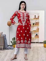 Load image into Gallery viewer, Seva Chikan Hand Embroidered Georgette Lucknowi Chikankari Kurta With Inner