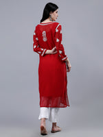 Load image into Gallery viewer, Seva Chikan Hand Embroidered Georgette Lucknowi Chikankari Kurta With Inner