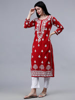 Load image into Gallery viewer, Seva Chikan Hand Embroidered Georgette Lucknowi Chikankari Kurta With Inner