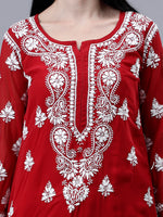 Load image into Gallery viewer, Seva Chikan Hand Embroidered Georgette Lucknowi Chikankari Kurta With Inner