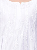 Load image into Gallery viewer, Seva Chikan Hand Embroidered White Cotton Lucknowi Chikankari Anarkali Kurta-SCL4570