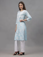 Load image into Gallery viewer, Seva Chikan Hand Embroidered Blue Mal-Mal Lucknowi Chikankari Kurta-SCL4582