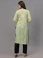 Load image into Gallery viewer, Seva Chikan Hand Embroidered Pista Green Mal-Mal Lucknowi Chikankari Kurta-SCL4583