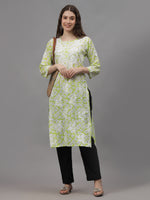 Load image into Gallery viewer, Seva Chikan Hand Embroidered Pista Green Mal-Mal Lucknowi Chikankari Kurta-SCL4583