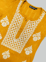 Load image into Gallery viewer, Seva Chikan Hand Embroidered Mustard Rayon Lucknowi Chikankari Kurta-SCL4588