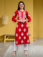 Load image into Gallery viewer, Seva Chikan Hand Embroidered Rayon Lucknowi Chikankari Kurta