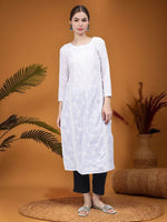 Load image into Gallery viewer, Seva Chikan Hand Embroidered Cotton Lucknowi Chikankari Kurta