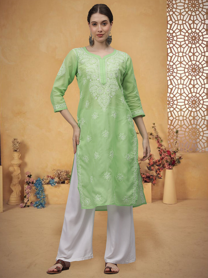 Seva Chikan Hand Embroidered Cotton Lucknowi Chikankari Kurta