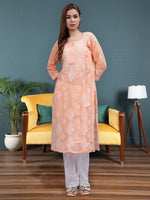 Load image into Gallery viewer, Seva Chikan Hand Embroidered Cotton Lucknowi Chikankari Kurta