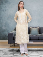 Load image into Gallery viewer, Seva Chikan Hand Embroidered Cotton Lucknowi Chikankari Kurta