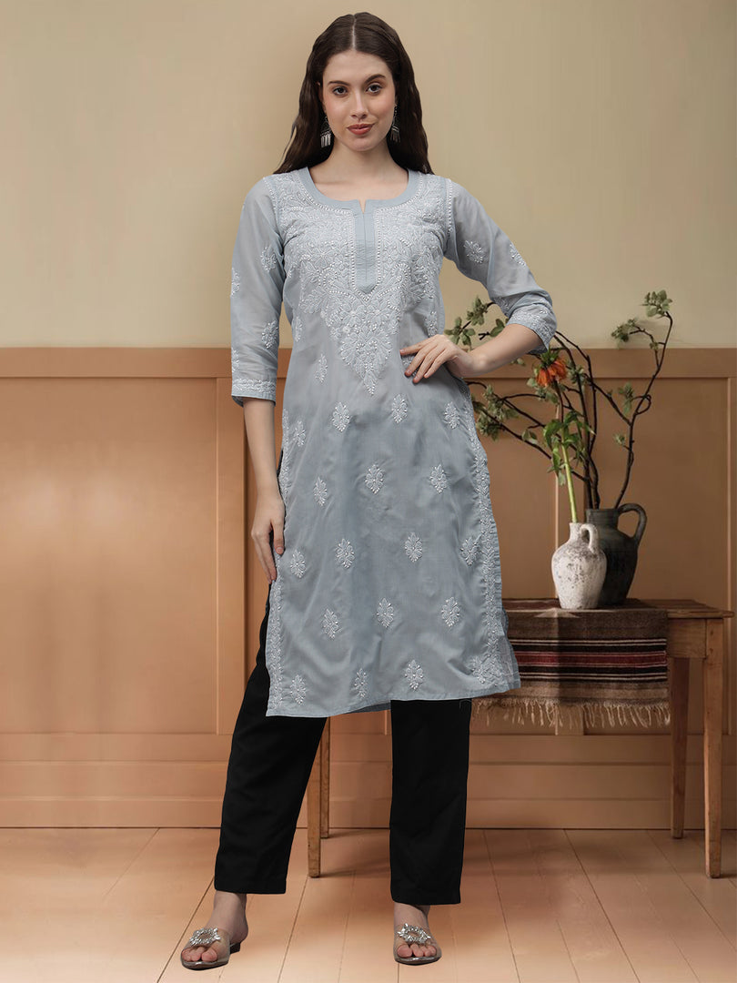 Seva Chikan Hand Embroidered Cotton Lucknowi Chikankari Kurta