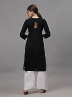 Load image into Gallery viewer, Seva Chikan Hand Embroidered Black Cotton Lucknowi Chikankari Kurta-4626
