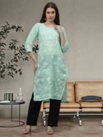 Load image into Gallery viewer, Seva Chikan Hand Embroidered Cotton Lucknowi Chikankari Kurta