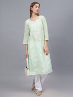 Load image into Gallery viewer, Seva Chikan Hand Embroidered Cotton Lucknowi Chikankari Kurta