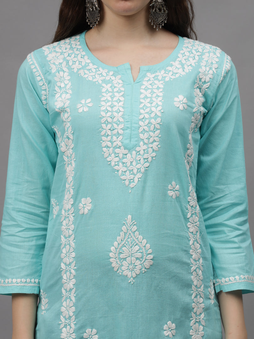 Seva Chikan Hand Embroidered Cotton Lucknowi Chikankari Kurta