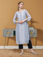Load image into Gallery viewer, Seva Chikan Hand Embroidered Georgette Lucknowi Chikankari Kurta With Inner