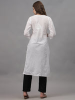 Load image into Gallery viewer, Seva Chikan Hand Embroidered White Cotton Lucknowi Chikankari Kurta-SCL4648