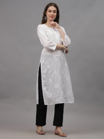 Load image into Gallery viewer, Seva Chikan Hand Embroidered White Cotton Lucknowi Chikankari Kurta-SCL4648