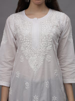 Load image into Gallery viewer, Seva Chikan Hand Embroidered White Cotton Lucknowi Chikankari Kurta-SCL4648