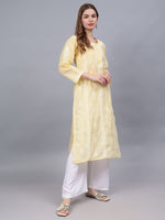 Load image into Gallery viewer, Seva Chikan Hand Embroidered Terivoil Cotton Lucknowi Chikankari Kurta