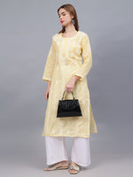 Load image into Gallery viewer, Seva Chikan Hand Embroidered Terivoil Cotton Lucknowi Chikankari Kurta