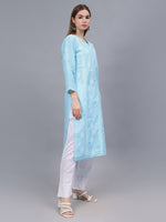 Load image into Gallery viewer, Seva Chikan Hand Embroidered Terivoil Cotton Lucknowi Chikankari Kurta