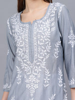 Load image into Gallery viewer, Seva Chikan Hand Embroidered Chanderi Lucknowi Chikankari Kurta