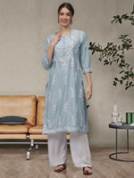 Load image into Gallery viewer, Seva Chikan Hand Embroidered Chanderi Lucknowi Chikankari Kurta