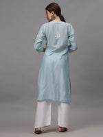 Load image into Gallery viewer, Seva Chikan Hand Embroidered Chanderi Lucknowi Chikankari Kurta