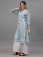 Load image into Gallery viewer, Seva Chikan Hand Embroidered Chanderi Lucknowi Chikankari Kurta