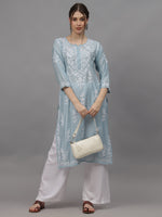 Load image into Gallery viewer, Seva Chikan Hand Embroidered Chanderi Lucknowi Chikankari Kurta