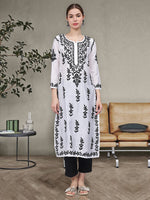 Load image into Gallery viewer, Seva Chikan Hand Embroidered Chanderi Lucknowi Chikankari Kurta